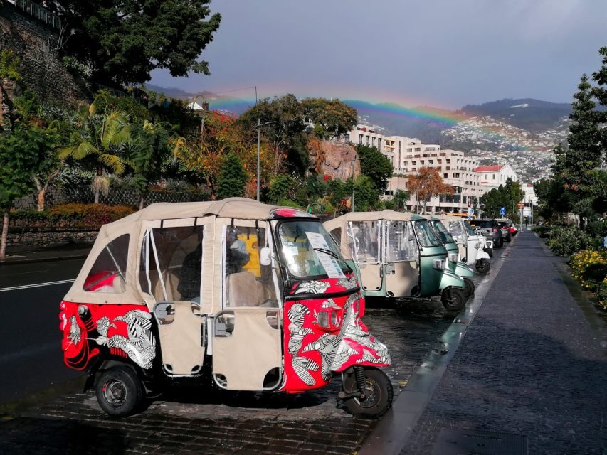 Private tour:Tuk Tuk Ride to Monte Funchal Toboggans - Getting Picked Up and Moving Fast in a Tuk Tuk